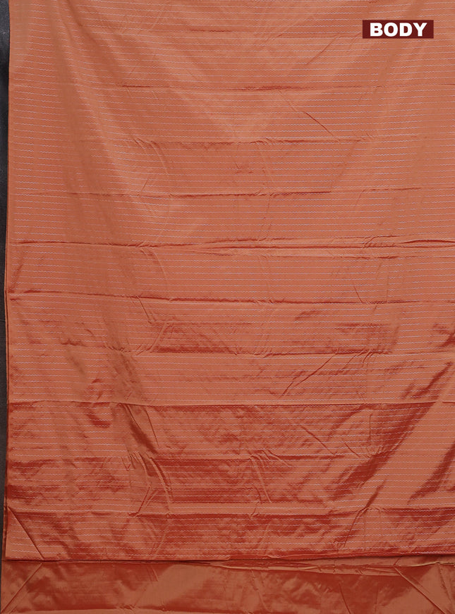 Arani semi silk saree rust shade with allover silver zari weaves in borderless style
