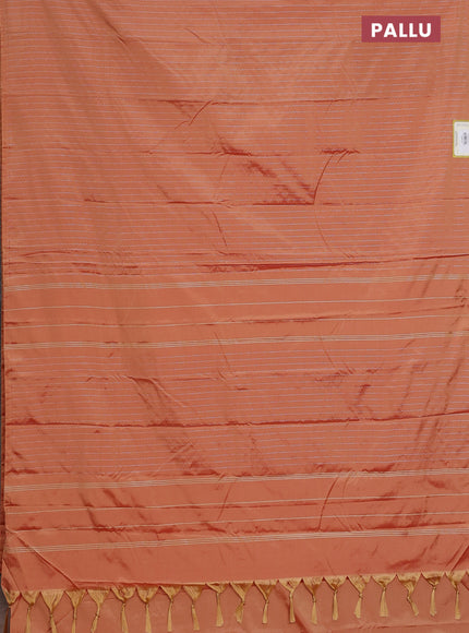 Arani semi silk saree rust shade with allover silver zari weaves in borderless style
