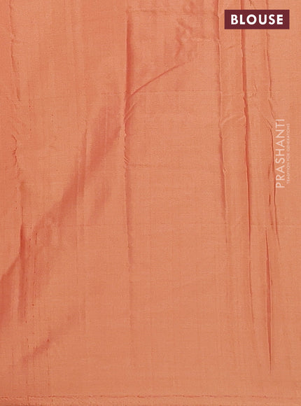Arani semi silk saree rust shade with allover silver zari weaves in borderless style