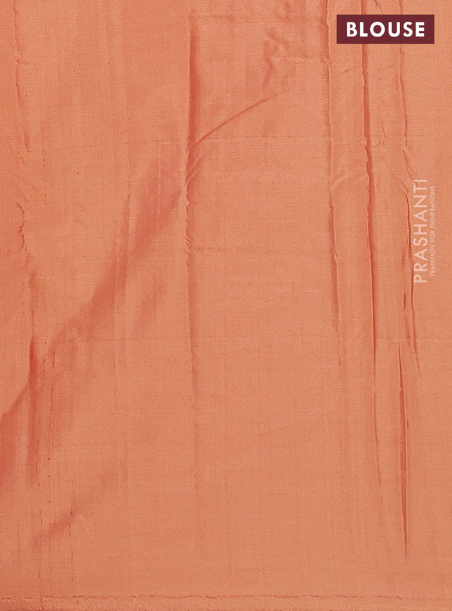 Arani semi silk saree rust shade with allover silver zari weaves in borderless style