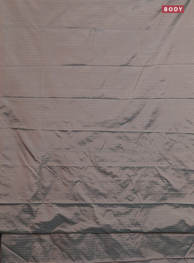 Arani semi silk saree dual shade of grey with allover silver zari weaves in borderless style