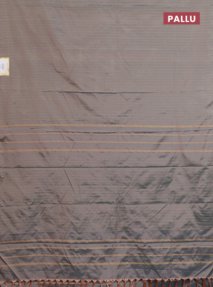 Arani semi silk saree dual shade of grey with allover silver zari weaves in borderless style
