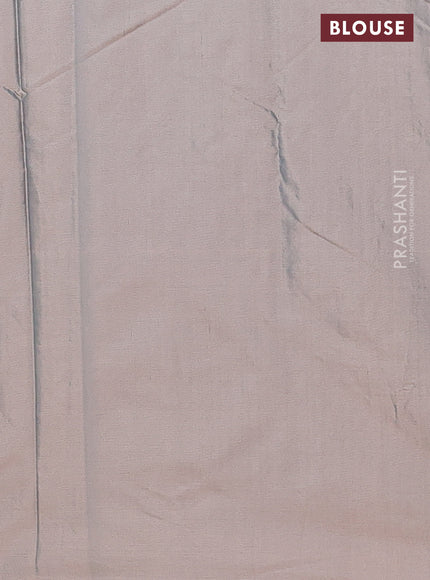 Arani semi silk saree dual shade of grey with allover silver zari weaves in borderless style