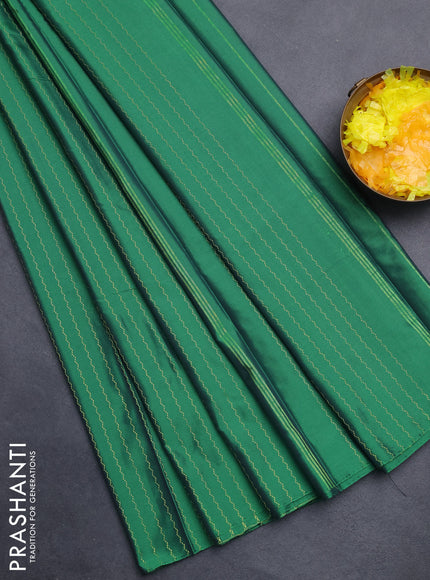 Arani semi silk saree green with allover silver zari weaves in borderless style