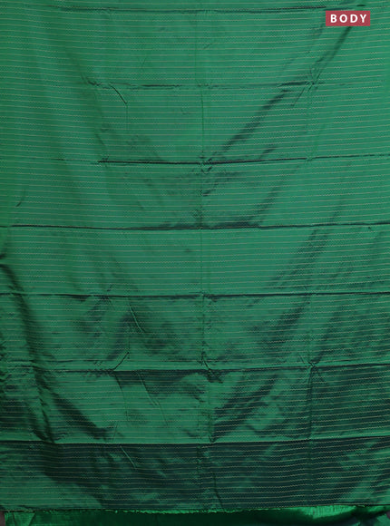 Arani semi silk saree green with allover silver zari weaves in borderless style