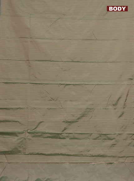 Arani semi silk saree dual shade of green with allover silver zari weaves in borderless style