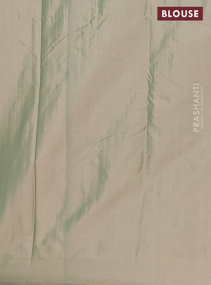 Arani semi silk saree dual shade of green with allover silver zari weaves in borderless style