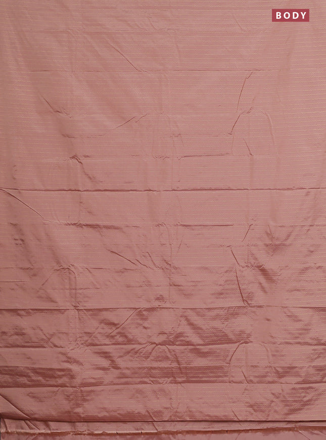 Arani semi silk saree pastel brown with allover silver zari weaves in borderless style