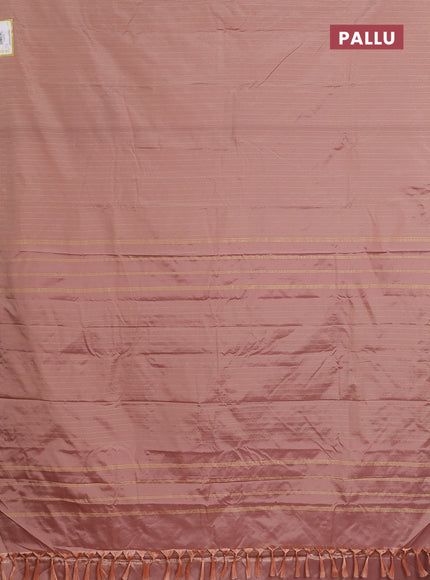 Arani semi silk saree pastel brown with allover silver zari weaves in borderless style