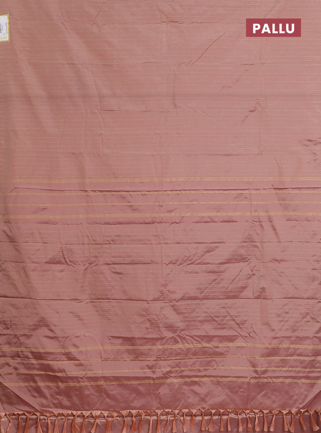 Arani semi silk saree pastel brown with allover silver zari weaves in borderless style