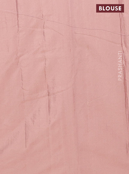 Arani semi silk saree pastel brown with allover silver zari weaves in borderless style