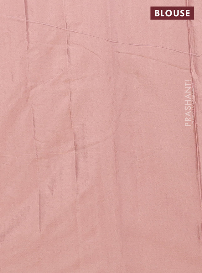 Arani semi silk saree pastel brown with allover silver zari weaves in borderless style