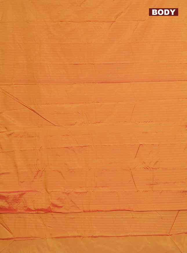 Arani semi silk saree mango yellow with allover silver zari weaves in borderless style