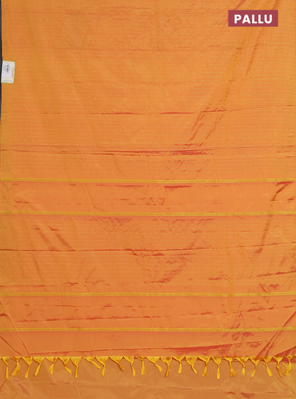 Arani semi silk saree mango yellow with allover silver zari weaves in borderless style