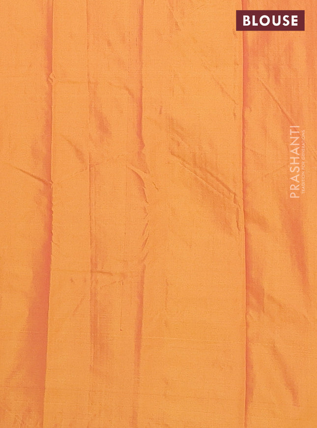 Arani semi silk saree mango yellow with allover silver zari weaves in borderless style