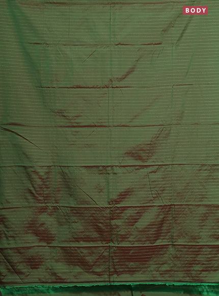 Arani semi silk saree manthulir green with allover silver zari weaves in borderless style