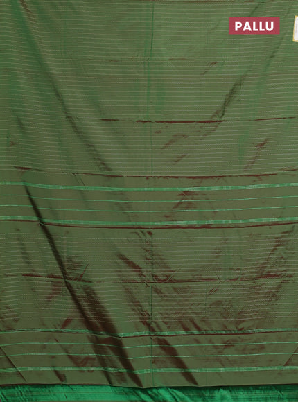 Arani semi silk saree manthulir green with allover silver zari weaves in borderless style