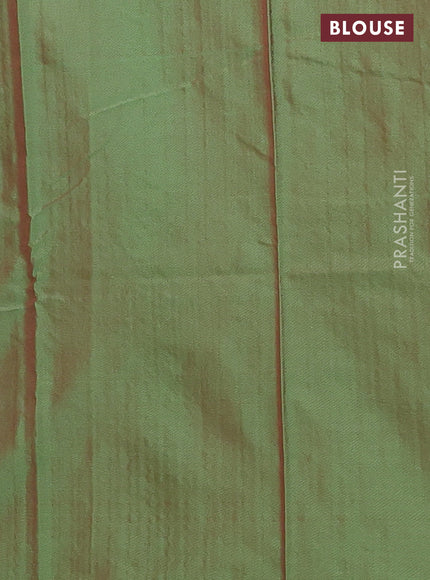 Arani semi silk saree manthulir green with allover silver zari weaves in borderless style