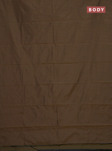 Arani semi silk saree military green with allover thread weaves in borderless style