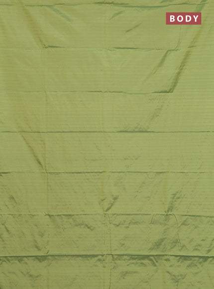 Arani semi silk saree light green with allover zari weaves in borderless style