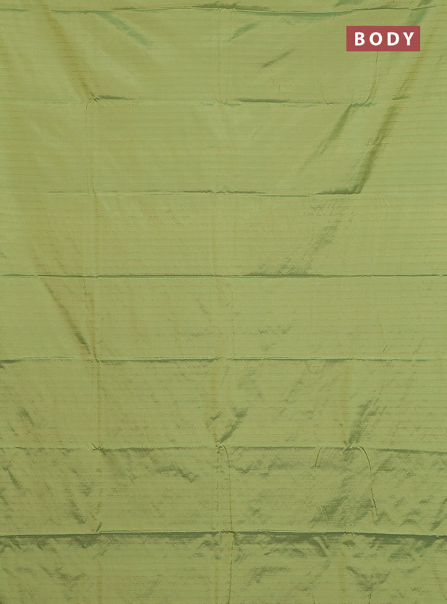 Arani semi silk saree light green with allover zari weaves in borderless style