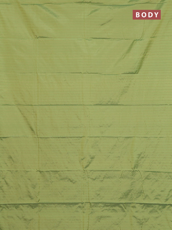 Arani semi silk saree light green with allover zari weaves in borderless style