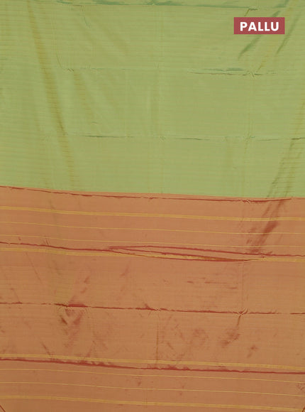 Arani semi silk saree light green with allover zari weaves in borderless style