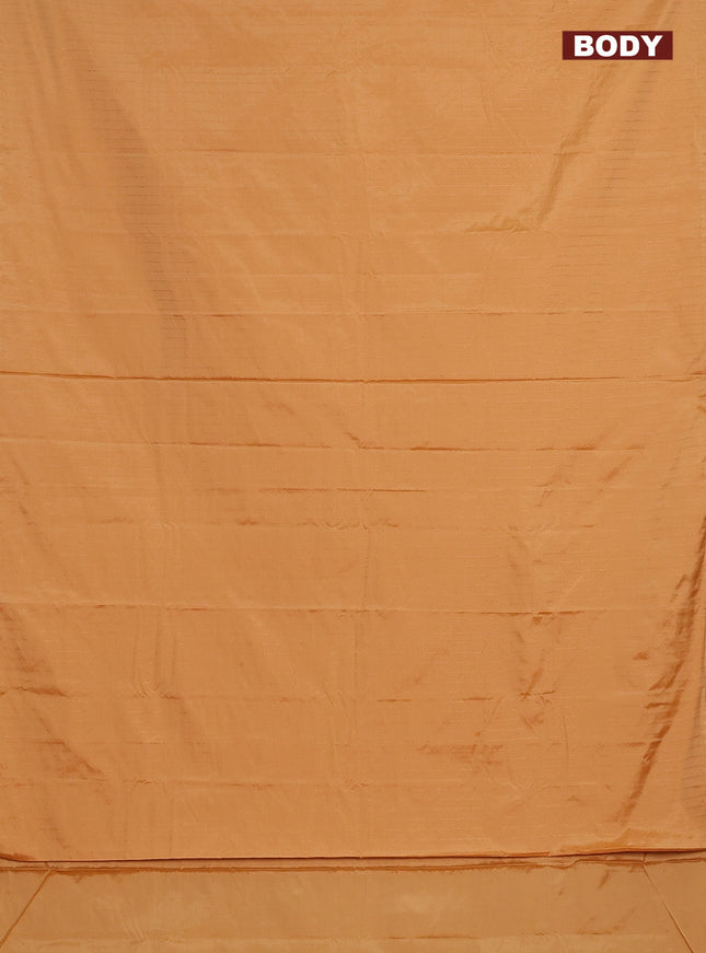 Arani semi silk saree mustard yellow with allover copper zari weaves in borderless style