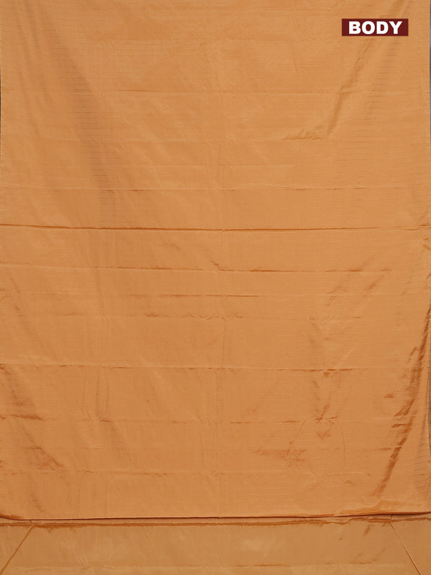 Arani semi silk saree mustard yellow with allover copper zari weaves in borderless style