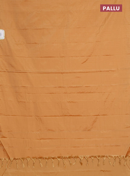 Arani semi silk saree mustard yellow with allover copper zari weaves in borderless style