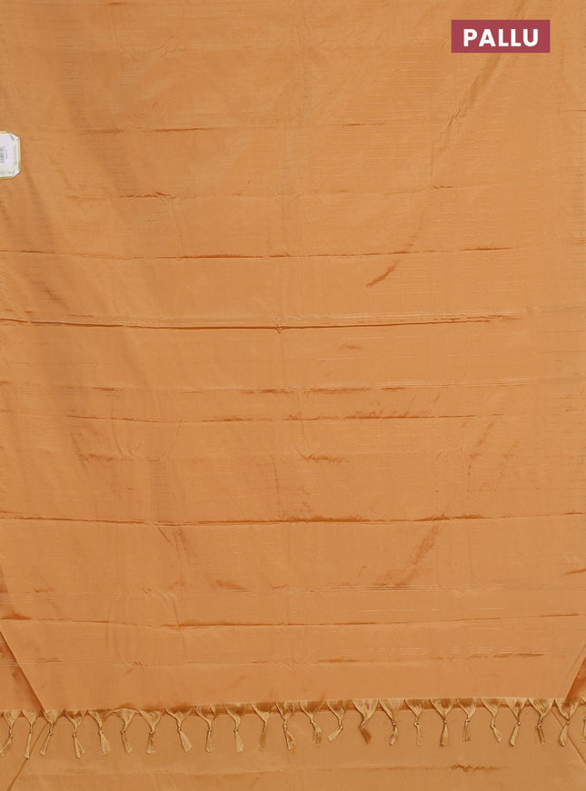 Arani semi silk saree mustard yellow with allover copper zari weaves in borderless style