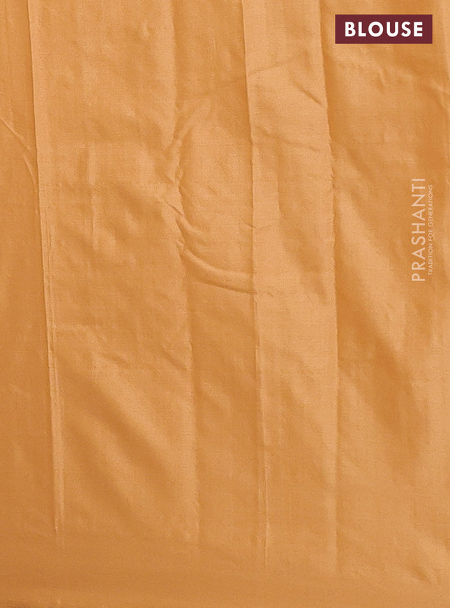 Arani semi silk saree mustard yellow with allover copper zari weaves in borderless style