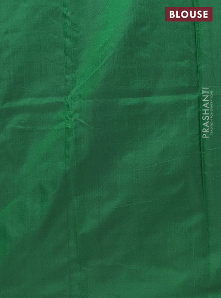Arani semi silk saree green with allover copper zari weaves in borderless style