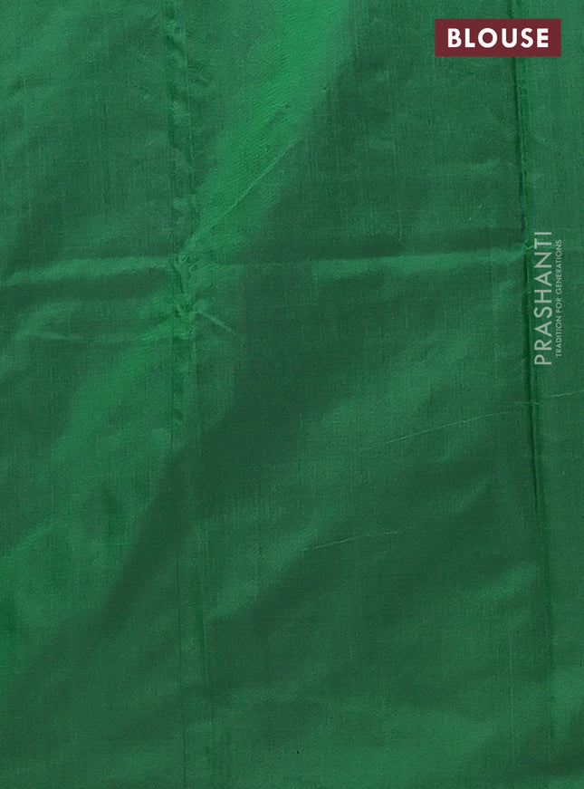 Arani semi silk saree green with allover copper zari weaves in borderless style