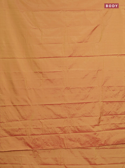 Arani semi silk saree dual shade of mustard with allover copper zari weaves in borderless style