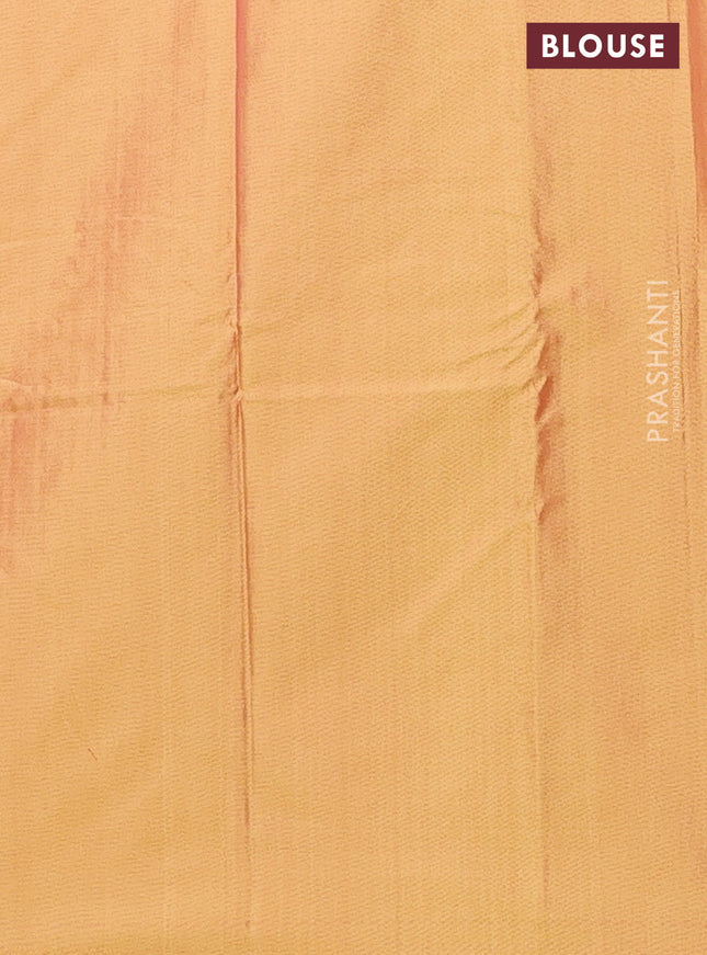Arani semi silk saree dual shade of mustard with allover copper zari weaves in borderless style