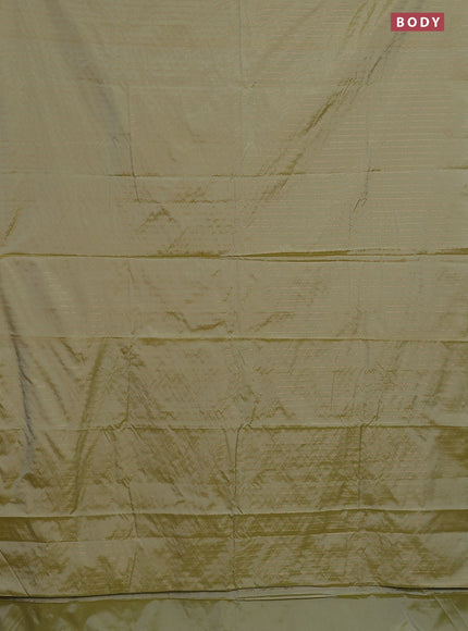 Arani semi silk saree elaichi green with allover copper zari weaves in borderless style