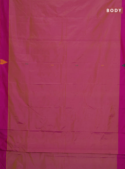 Arani semi silk saree dual shade of pink and dual shade of green with thread woven buttas and thread woven butta border