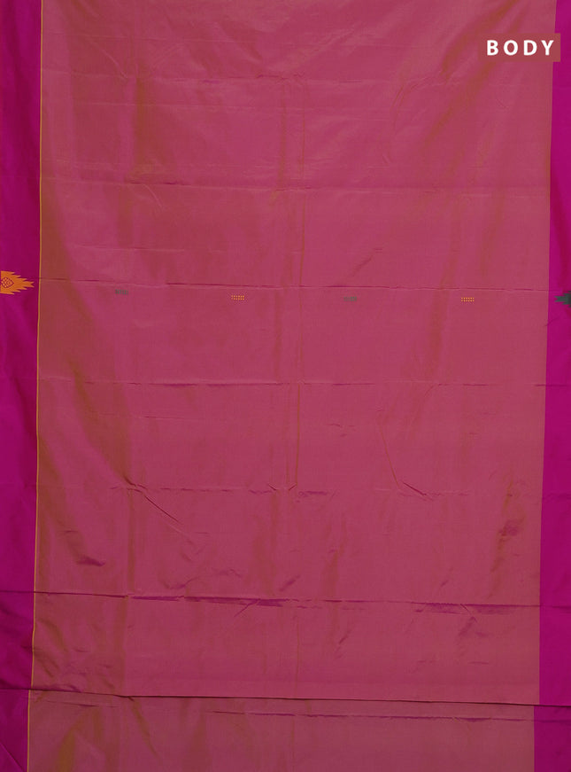 Arani semi silk saree dual shade of pink and dual shade of green with thread woven buttas and thread woven butta border