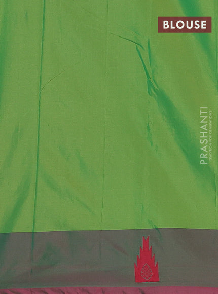 Arani semi silk saree dual shade of pink and dual shade of green with thread woven buttas and thread woven butta border