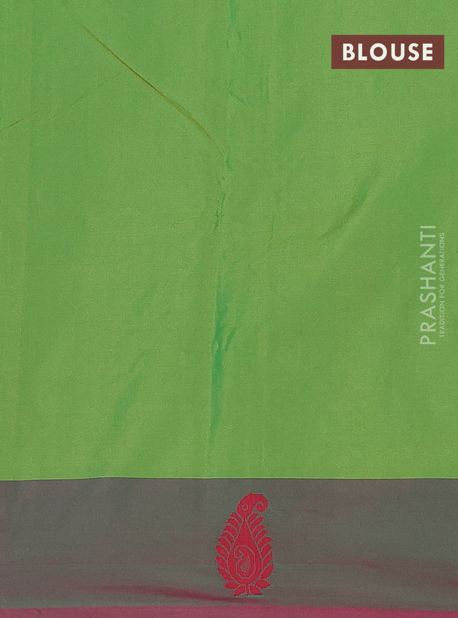 Arani semi silk saree dual shade of mild purple and green with thread woven buttas and thread woven butta border
