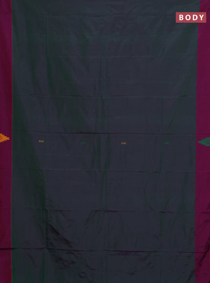 Arani semi silk saree dual shade of greenish violet and purple with thread woven buttas and thread woven butta border