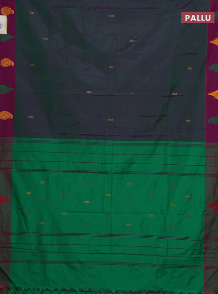 Arani semi silk saree dual shade of greenish violet and purple with thread woven buttas and thread woven butta border