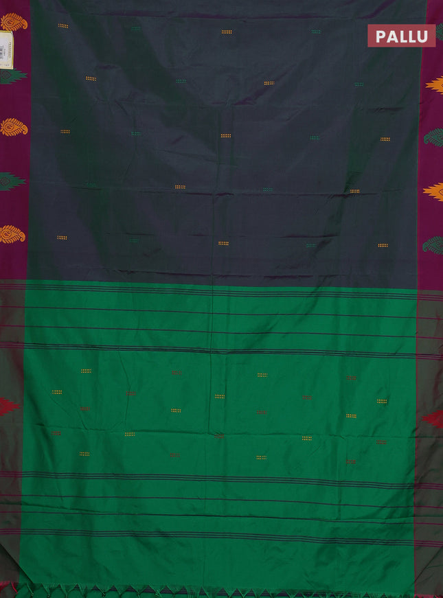 Arani semi silk saree dual shade of greenish violet and purple with thread woven buttas and thread woven butta border
