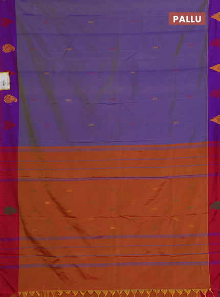 Arani semi silk saree dual shade of violet and dual shade of orange with thread woven buttas and thread woven butta border