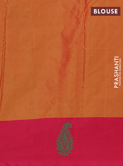 Arani semi silk saree dual shade of violet and dual shade of orange with thread woven buttas and thread woven butta border