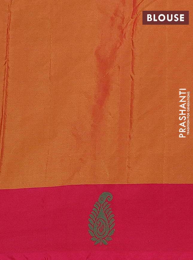 Arani semi silk saree dual shade of violet and dual shade of orange with thread woven buttas and thread woven butta border