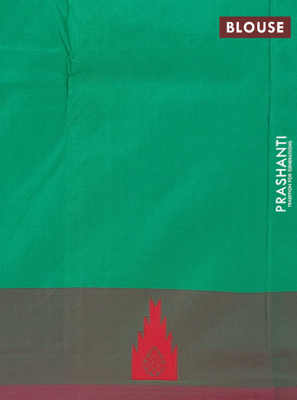 Arani semi silk saree dual shade of mustard green and green with thread woven buttas and thread woven butta border