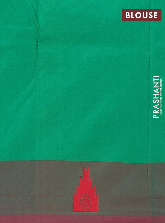 Arani semi silk saree dual shade of mustard green and green with thread woven buttas and thread woven butta border