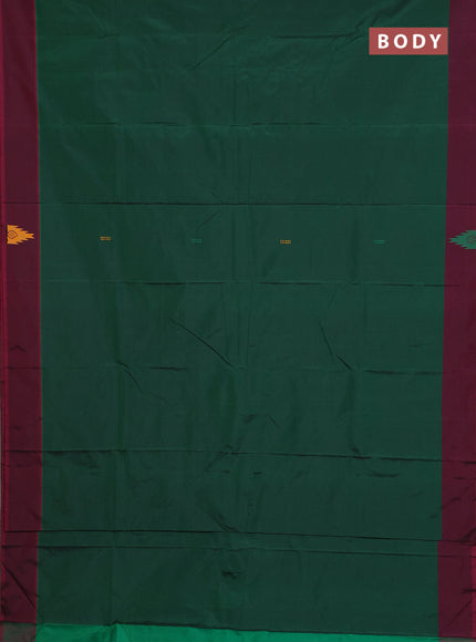 Arani semi silk saree green and dark magenat pink with thread woven buttas and thread woven butta border